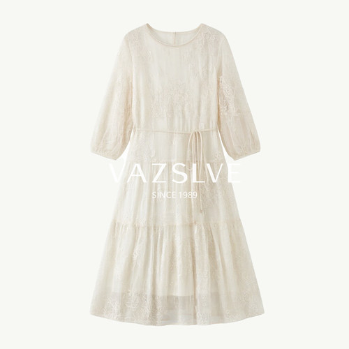 【VAZSLVE/全新奢品】捡漏桑蚕丝真丝刺绣气质女装连衣裙82496320