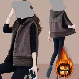 双层羊羔毛马甲女秋冬装2025新款百搭加厚毛绒宽松棉马夹外套潮