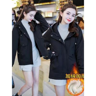 2023冬季新款加绒加厚棉服女短款小个子收腰修身显瘦外套派克棉衣