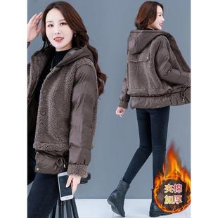 女士羊羔毛短外套2025秋冬新款韩版宽松休闲加绒加厚时尚保暖卫衣