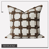 法式 靠枕靠垫套 轻奢米咖色编织抱枕套高端客厅沙发样板间卧室软装