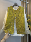 宽松显瘦重工刺绣马甲减龄内搭外穿胖妹妹上衣潮 韩版 早春大码 女装