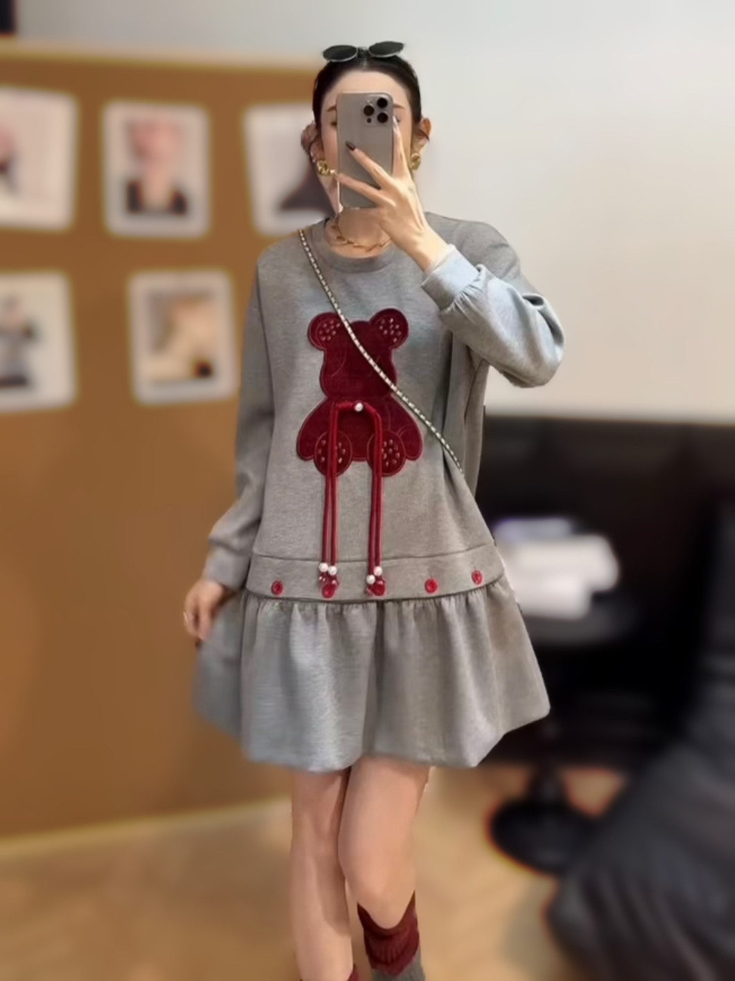 秋冬大码女装胖mm荷叶边减龄显瘦中长款连衣裙显瘦遮肚子卫衣裙子,女装/女士精品,大码连衣裙,淘宝优惠券,粉丝福利购,淘宝优惠卷