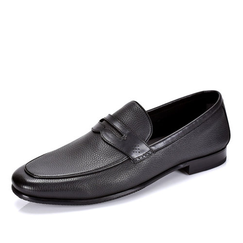 单层牛皮乐福鞋套脚半牛皮底男鞋