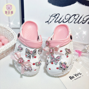 女童洞洞鞋粉色水钻可爱风儿童拖鞋防滑时尚轻便卡通两穿户外凉鞋