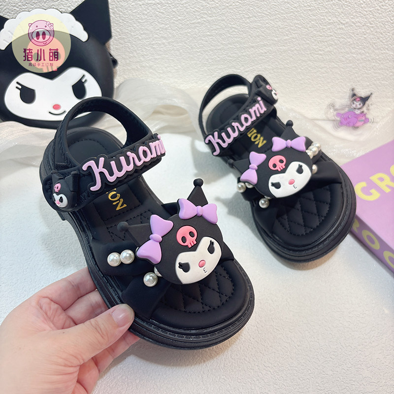 女童鞋2025年新款小孩夏季公主鞋珍珠库米凉鞋沙滩鞋女海边配裙子