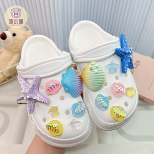 彩色海星贝壳洞洞鞋蝴蝶女童拖鞋外穿夏款2025爆款女孩宝宝女宝