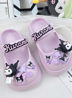 2025新款紫色拖鞋洋气玛丽珍女童外穿洞洞鞋儿童拖鞋女孩夏款女款