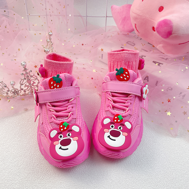 儿童轻便休闲运动鞋女款鞋子2026春季新款女童双网加绒老爹鞋女鞋