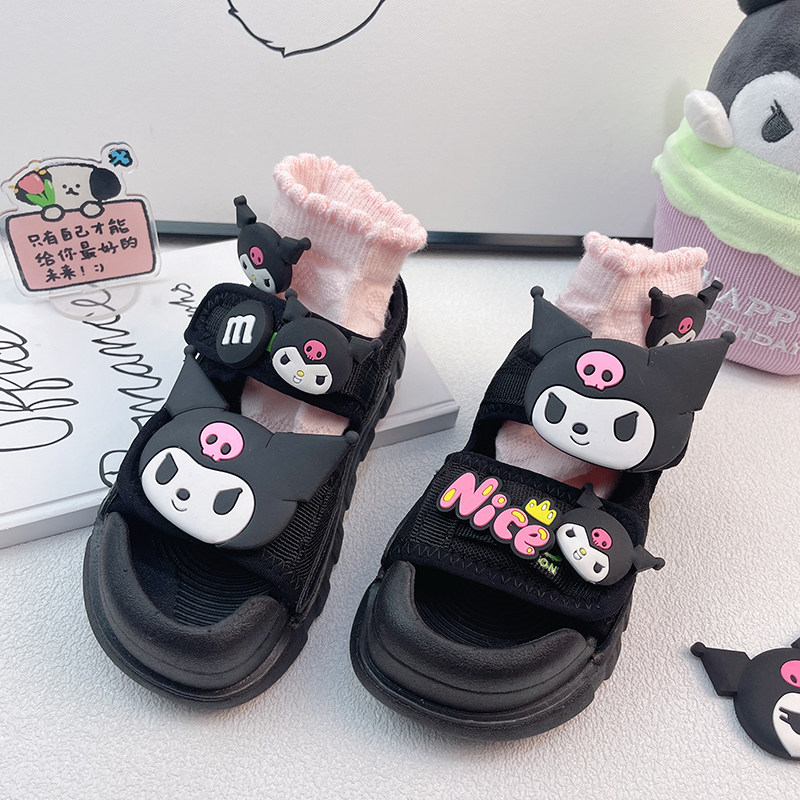 女童黑色凉鞋包脚防踢夏款洋气夏幼儿园儿童中大童女孩时尚2025年