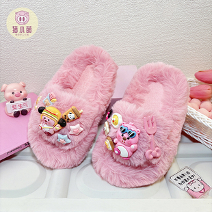 女童棉拖鞋女宝儿童毛毛拖鞋室内秋冬款冬季冬天冬款2025爆款女孩