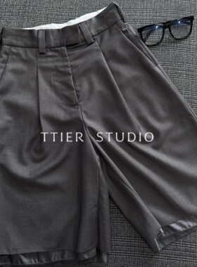 TTIER｜【北欧格雷系】设计师款时髦高腰立体休闲五分裤MS301