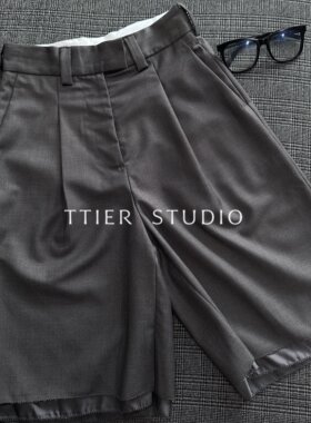 TTIER｜【北欧格雷系】设计师款时髦高腰立体休闲五分裤MS301
