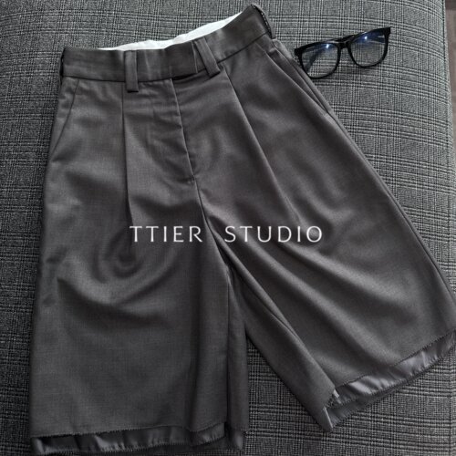 TTIER｜【北欧格雷系】设计师款时髦高腰立体休闲五分裤MS301