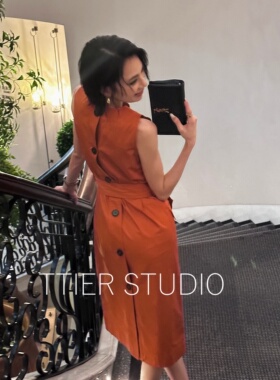 【开播热门】TTIER|【日落之橘】夏季特调定染色收腰连衣裙MS315