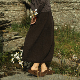 加密显高显瘦裙子 云栖橪纯羊绒半身裙女秋冬季 碎玉针花苞裙