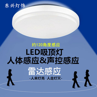 简约阳台吸顶灯 智能LED雷达人体感应灯声光控过道走廊楼梯工程款