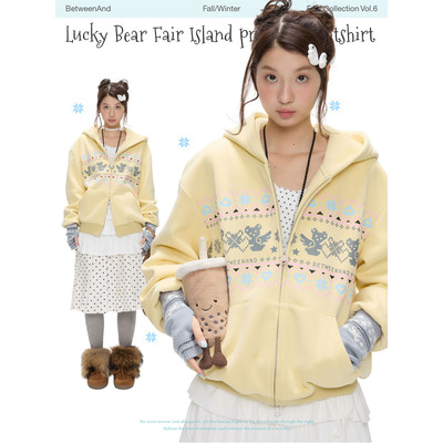 温柔黄费尔岛加绒卫衣