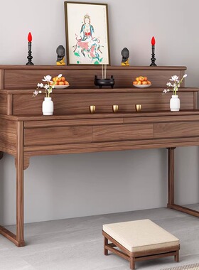 藏式三层佛桌佛堂佛台现代简约客厅供台佛龛神台实木供桌香案家用