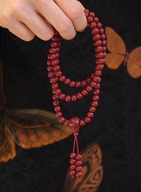 108颗佛珠朱砂项链念珠