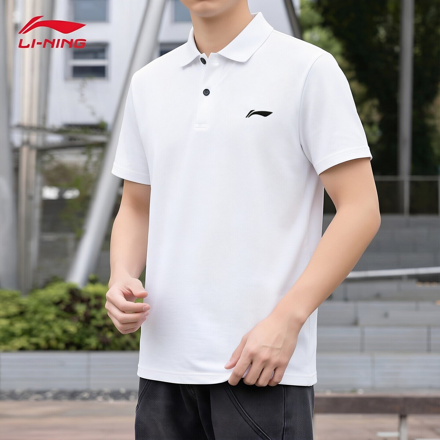 李宁短袖POLO衫男翻领透气纯棉透气约会商务百搭休闲短袖学生男生