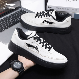 李宁板鞋男鞋2025秋冬新款月临平底百搭低帮黑底运动休闲鞋小白鞋