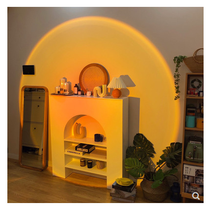 夕阳装饰落地灯简易微型迷你DIY投影仪便携式家用氛围投影灯道具