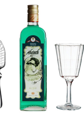 洋酒烈酒70度:捷克进口福卢克苦艾酒 absinthe 送杯勺
