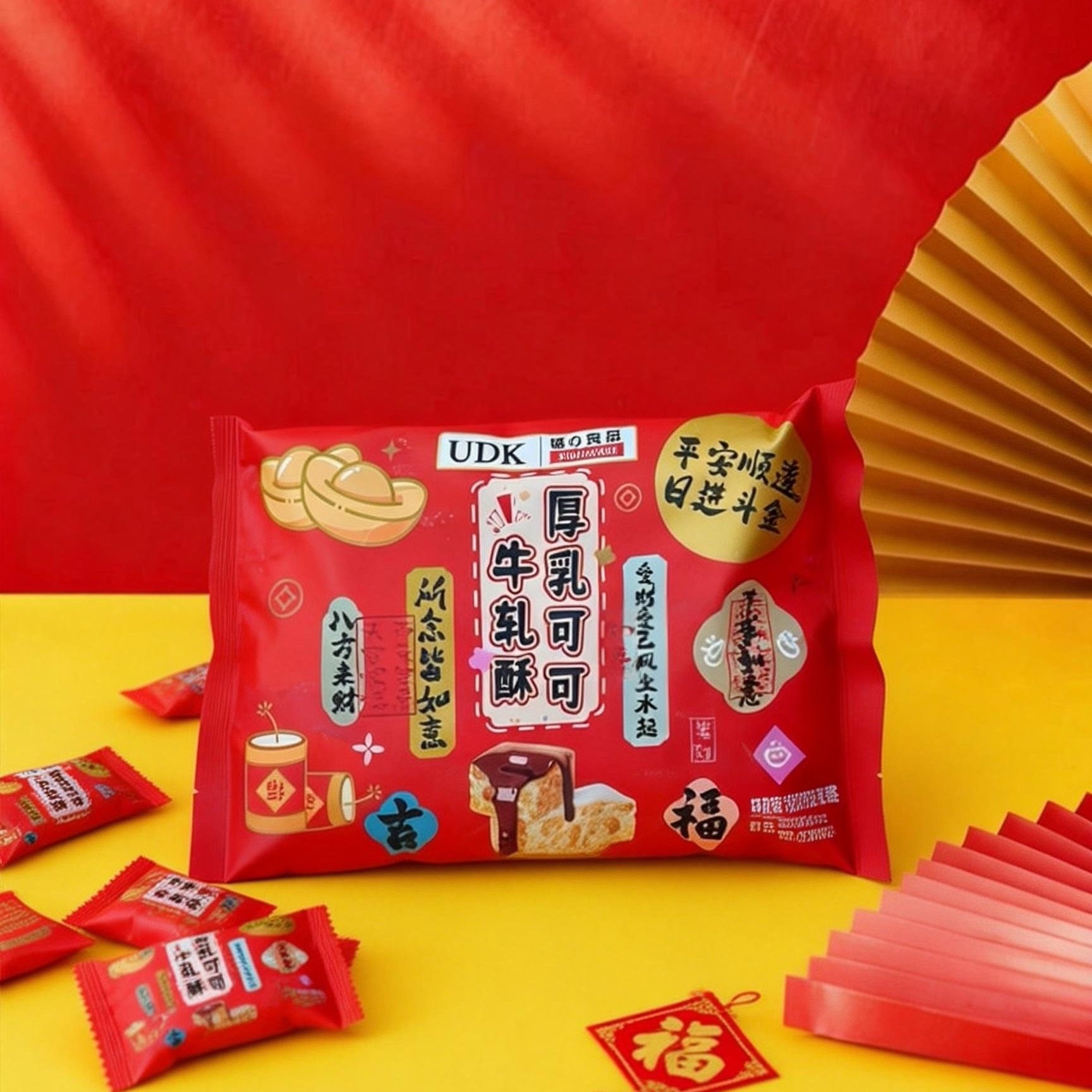 UDK优之良品厚乳可可牛轧酥 袋装糖味酥脆休闲零食年货送礼