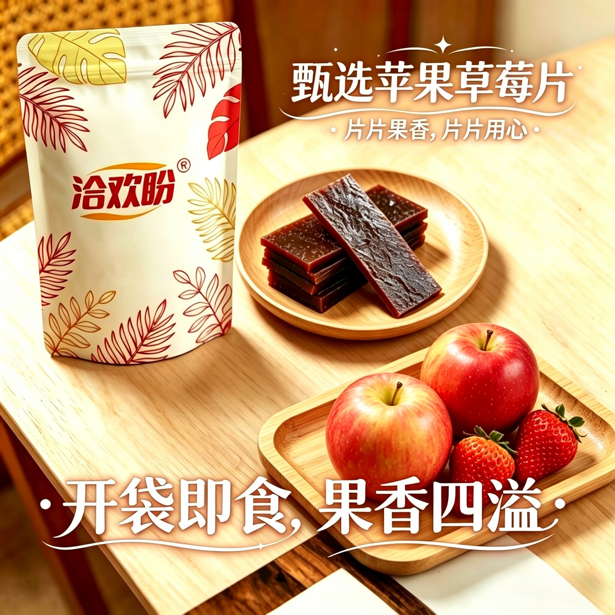 无蔗糖苹果草莓片不添加健康零食果脯果干儿童宝宝解馋独立包装