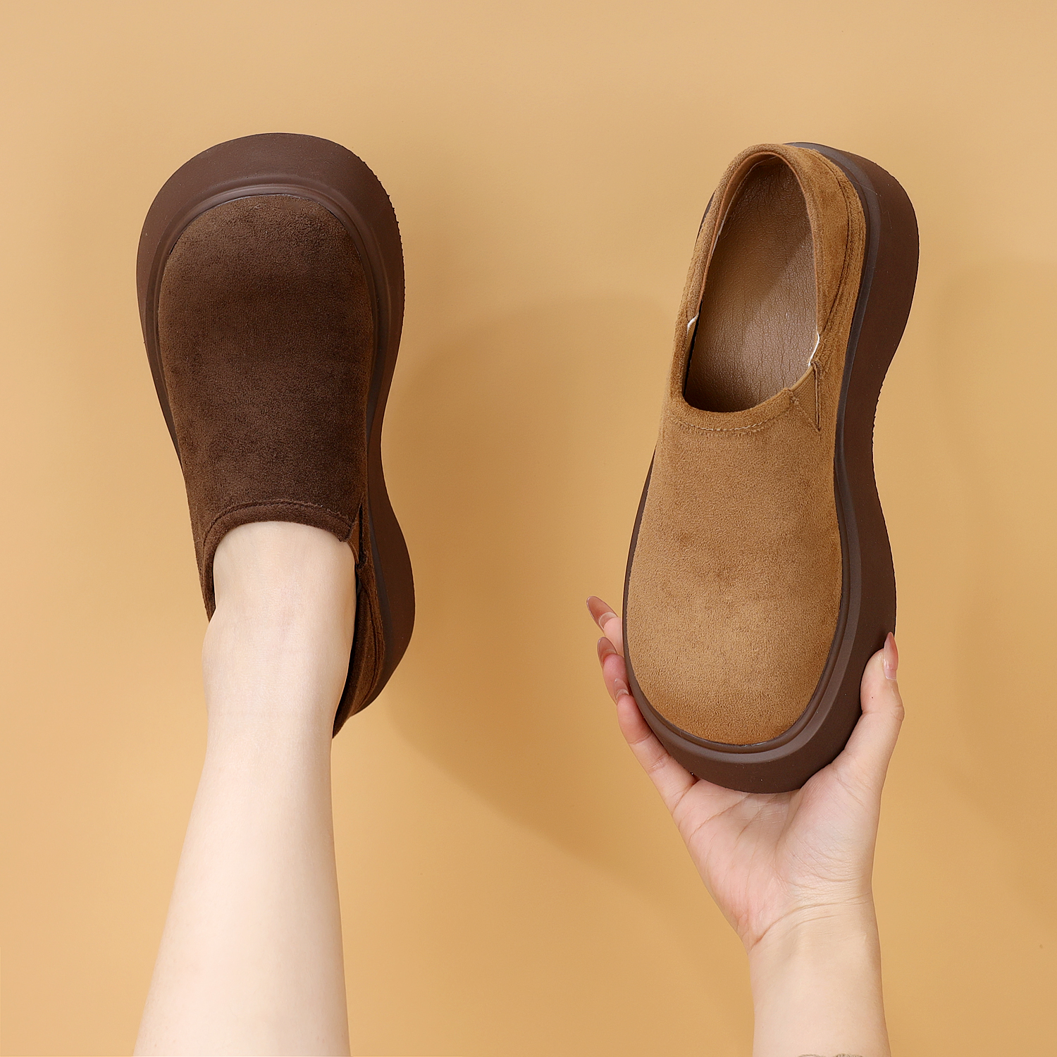 厚底复古一脚蹬乐福鞋