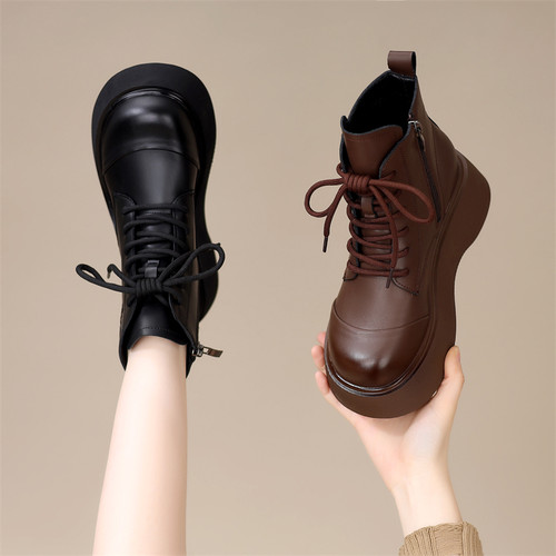 英伦厚底增高显脚小加绒马丁靴