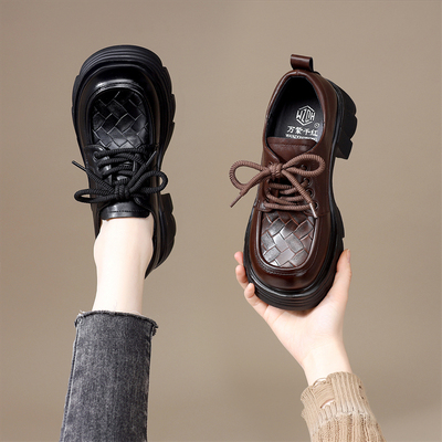 英伦风厚底系带显脚小乐福鞋