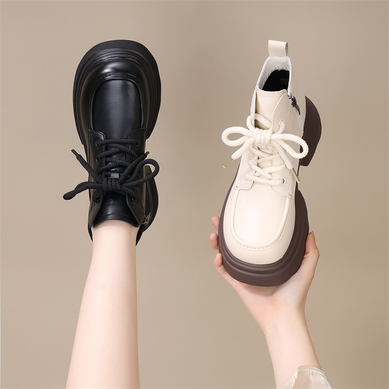 厚底爆款粗跟马丁靴女2025秋冬新款短筒法式洋气配裙软底及踝短靴,女鞋,马丁靴,淘宝优惠券,粉丝福利购,淘宝优惠卷