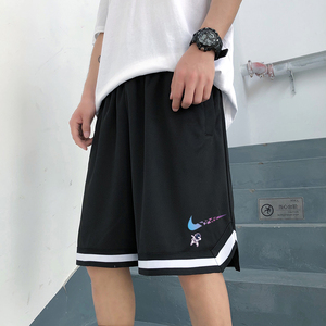 2025夏季冰丝短裤男潮宽松大码港风休闲五分裤撞色A155-K817-TP25图片