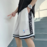 2025夏季冰丝短裤男潮宽松大码港风休闲五分裤撞色A155-K875-TP25，男装牛仔裤，电商A155-1