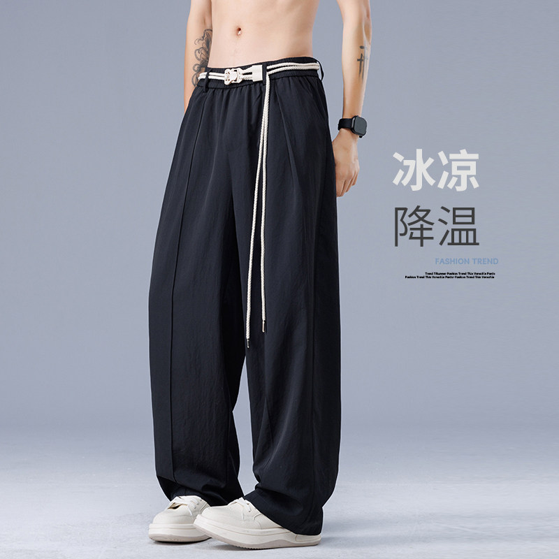 凉感裤子男夏薄款宽松垂感直筒速干长裤男运动裤A155-WD208-TP41,女装休闲裤,电商A155-1