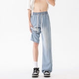 GENIOLAMODE天丝垂感牛仔裤男士2025新款夏季薄款宽松直筒休闲裤，男装牛仔裤，电商A155-1