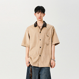 2025夏季短袖衬衫男美式潮牌宽松上衣简约百搭A155-KLC03-TP41，商品下架区，电商A155-1