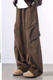 美式复古咖色阔腿工装裤男宽松休闲直筒垂感长裤A155-HC201-TP61，男装工装外套，电商A155-1
