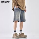 美式高街复古牛仔短裤男潮牌大口袋直筒五分裤子A155-CLK01-TP45，男装牛仔裤，电商A155-1