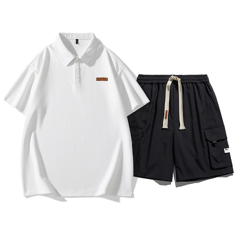 男士POLO衫套装夏5分裤子工装套装短袖T恤轻商务A155-BYTZ04-TP63,男装T恤,电商A155-1