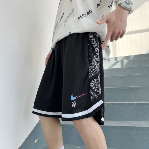 2025夏季冰丝短裤男潮宽松大码港风休闲五分裤撞色A155-K875-TP25图片