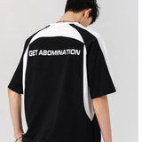 夏季男式圆领拼接260克重磅美式机车潮牌短袖T恤A155-CLT06-TP37，男装T恤，电商A155-1