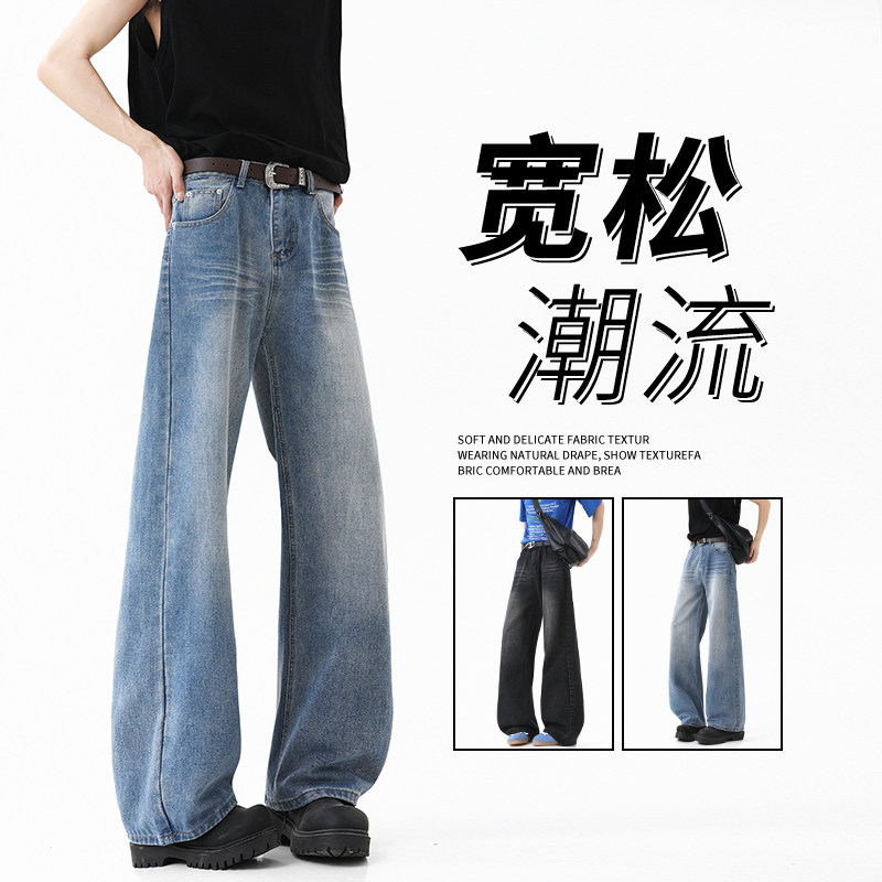 2025夏季纽扣压绉猫须基础款时尚百搭男装长裤子A155-GY205-TP49,男装休闲裤,电商A155-1