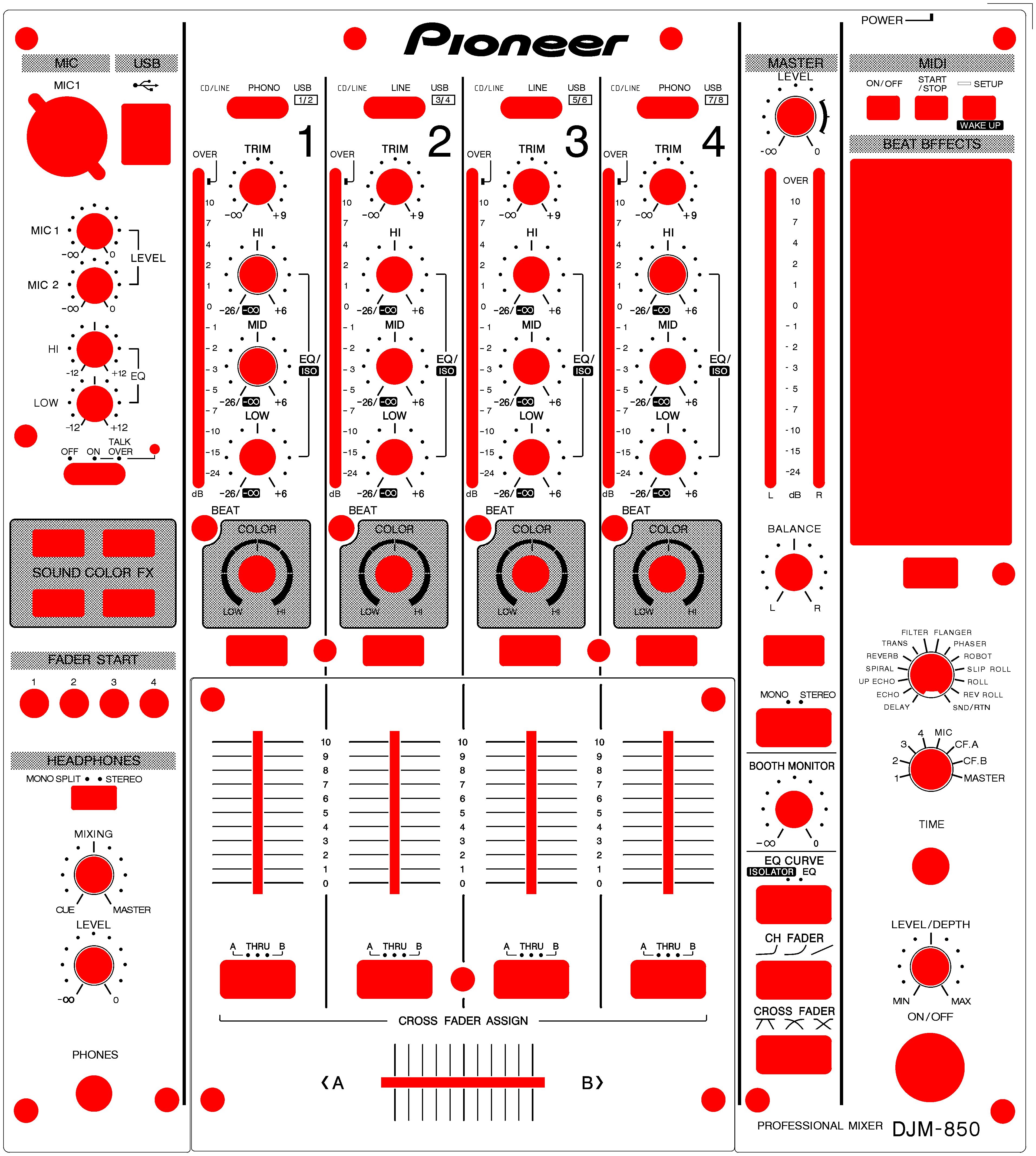 先锋PIONEER DJM850混音台打碟机贴膜保护贴纸黑白色款现货供应 影音电器 打碟机 原图主图