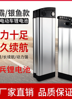 36v48v12ah锂电池10a电动锂车电池12a电动电瓶车自行车银鱼款