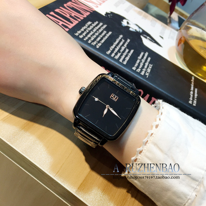 tt潮牌新款手表运动款钨钢大表盘方形时尚潮流钢带男女对表学生表