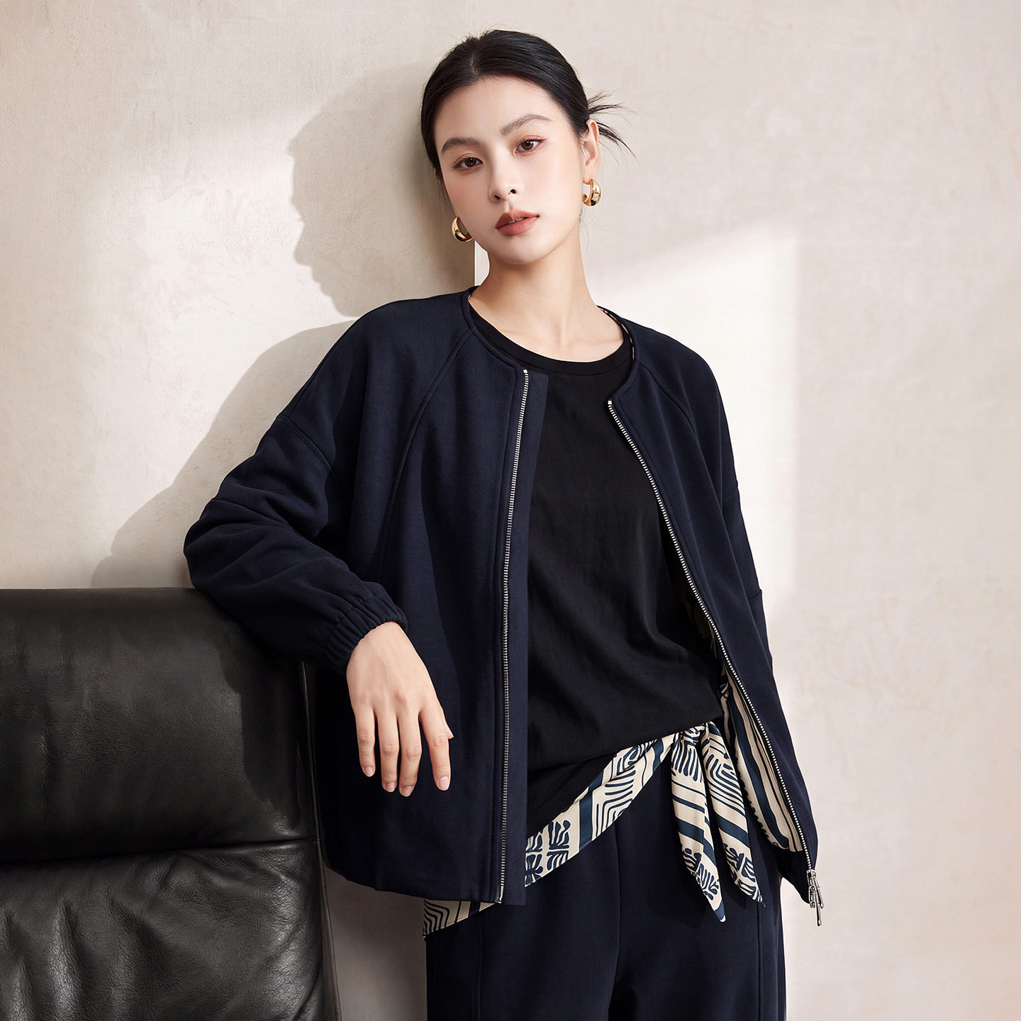 2026秋新款女拉链棒球短外套开衫