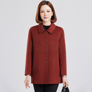 小个子妈妈显瘦双面羊毛大衣洋气2026新款中老年女士优雅冬装外套